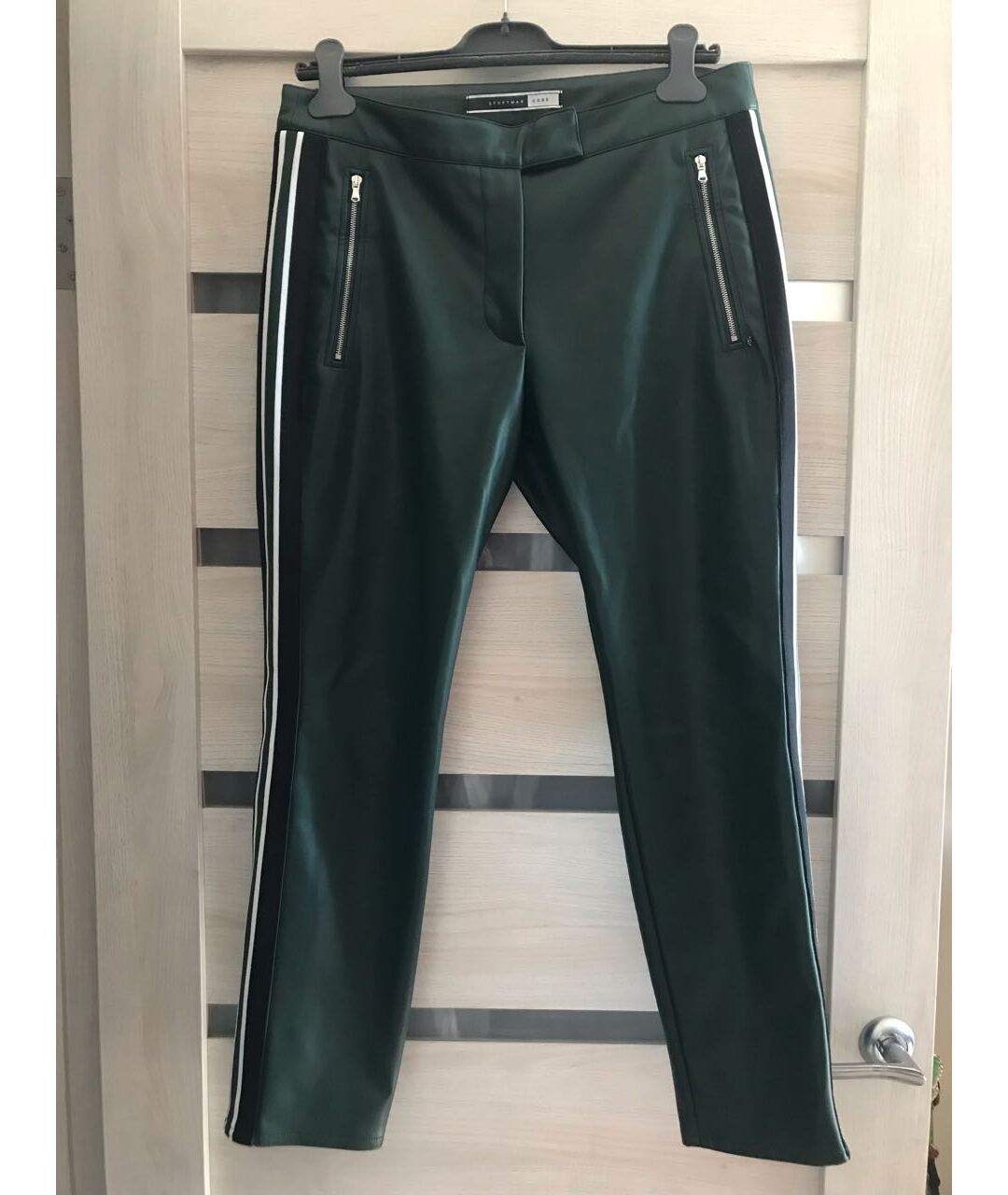 SPORTMAX Зеленые полиэстеровые прямые брюки, фото 6