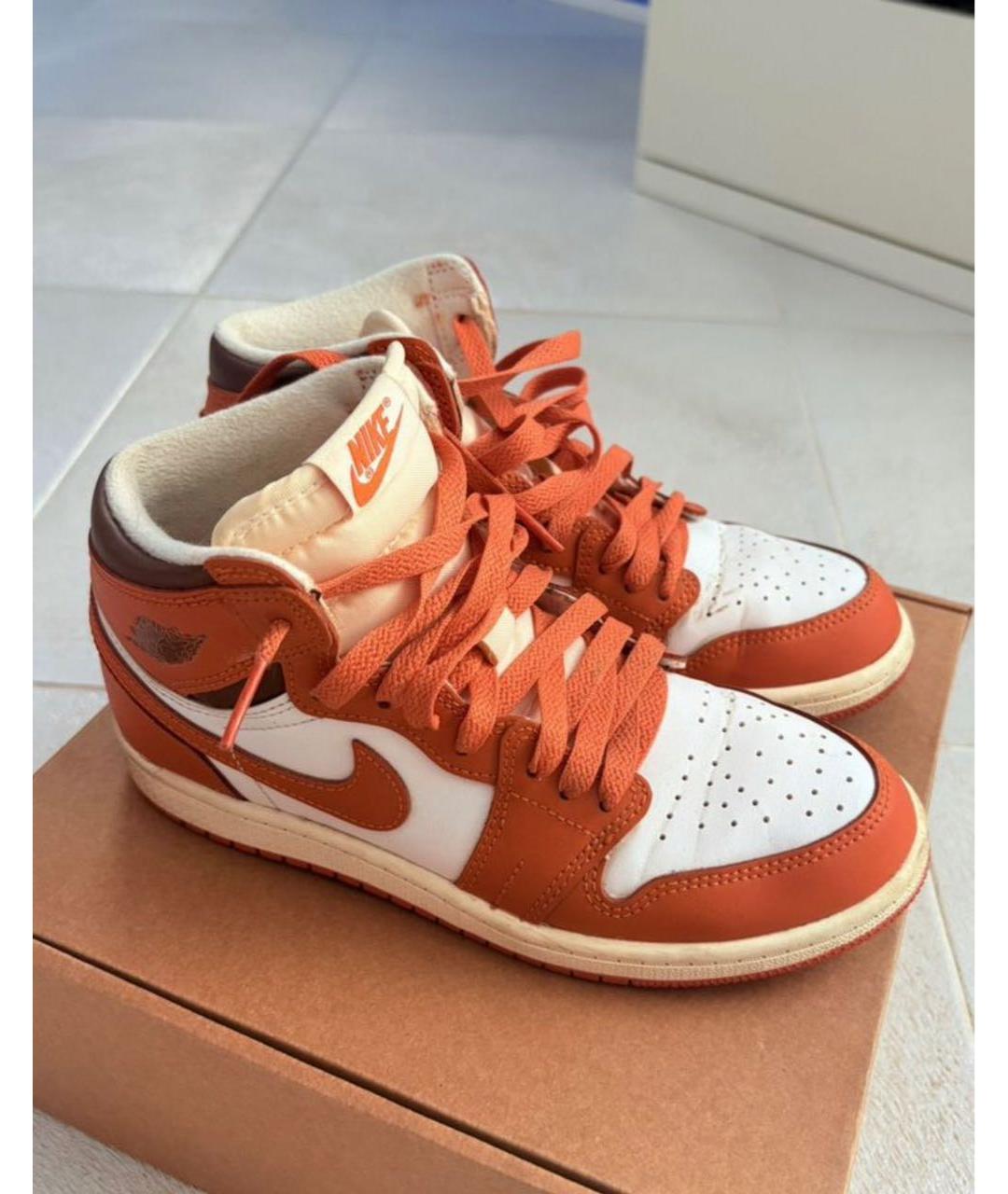 JORDAN Оранжевое кожаные кроссовки, фото 3