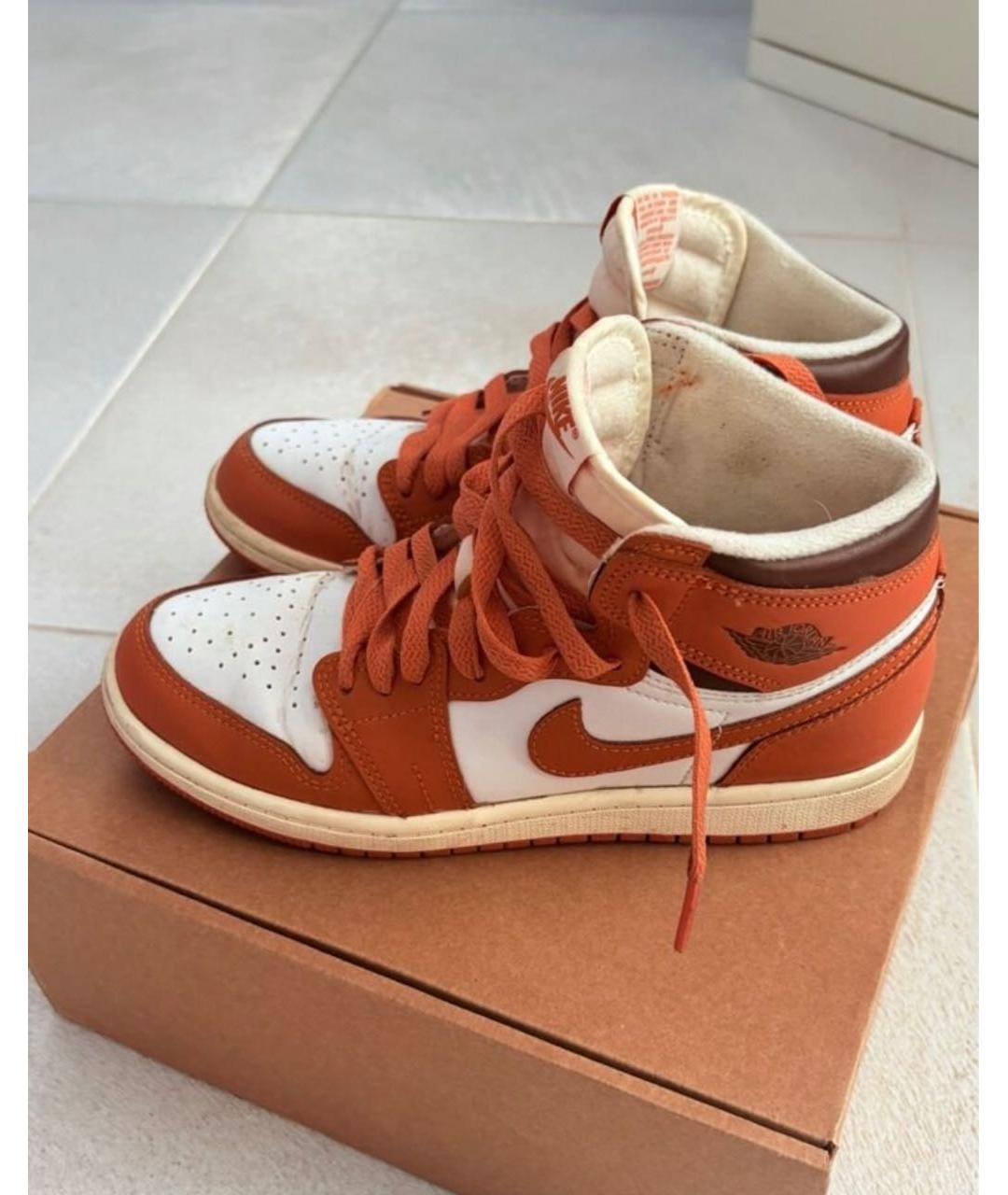 JORDAN Оранжевое кожаные кроссовки, фото 5