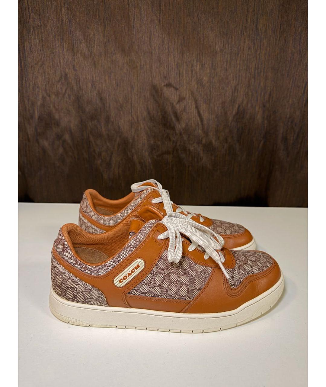 COACH Коричневые кожаные низкие кроссовки / кеды, фото 5