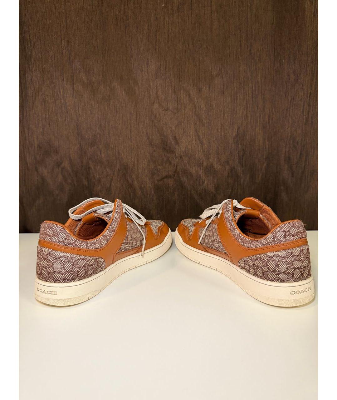 COACH Коричневые кожаные низкие кроссовки / кеды, фото 7