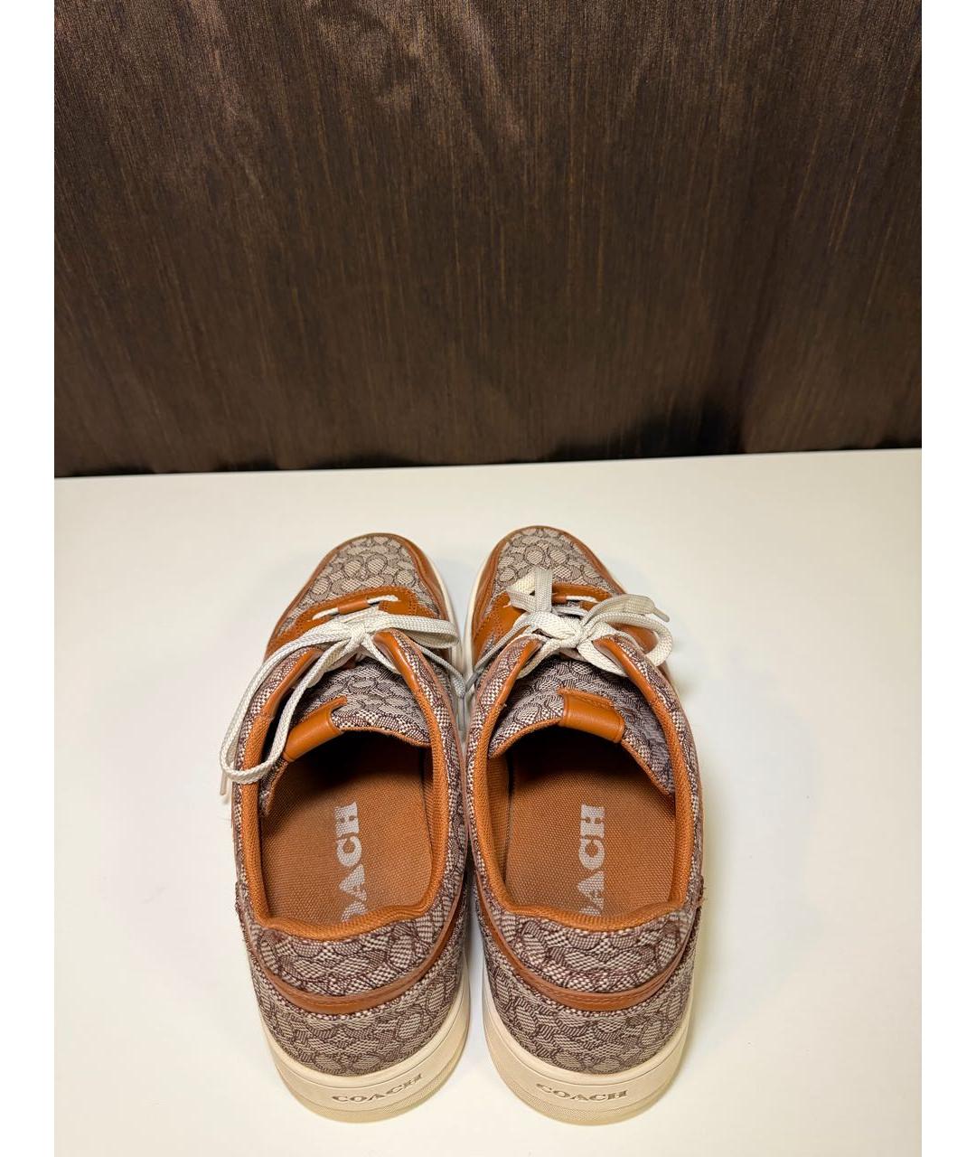 COACH Коричневые кожаные низкие кроссовки / кеды, фото 3