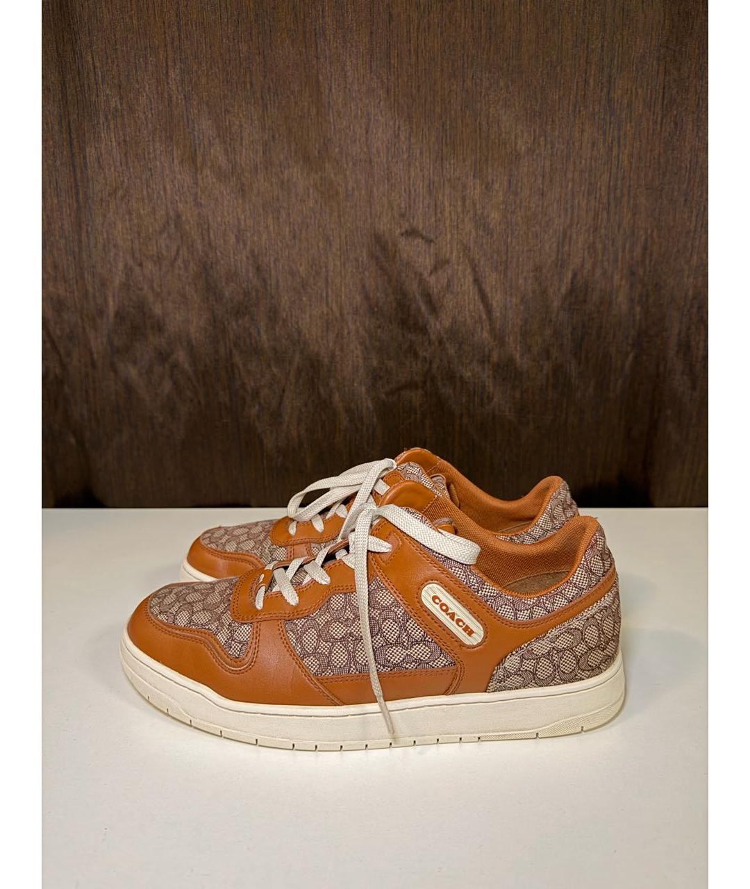 COACH Коричневые кожаные низкие кроссовки / кеды, фото 6