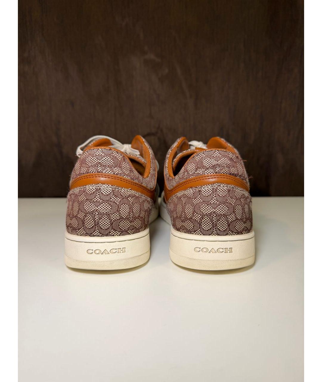 COACH Коричневые кожаные низкие кроссовки / кеды, фото 4