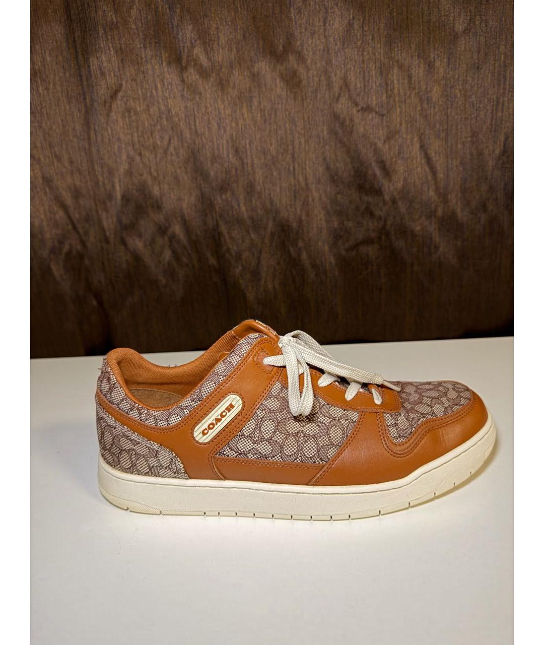 COACH Коричневые кожаные низкие кроссовки / кеды, фото 9