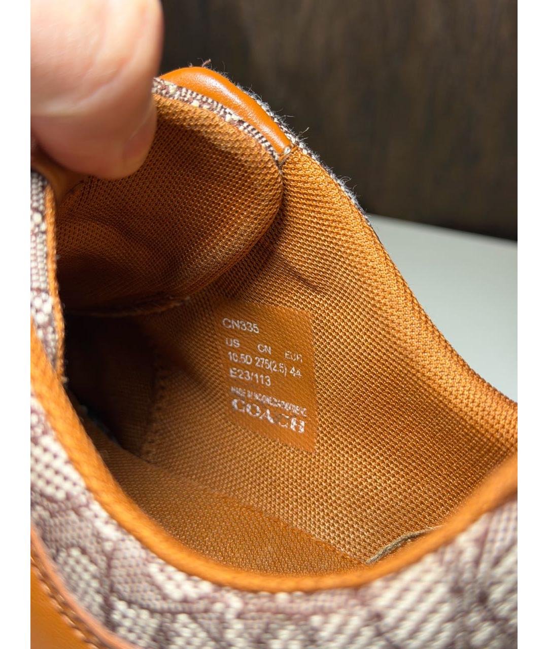 COACH Коричневые кожаные низкие кроссовки / кеды, фото 8