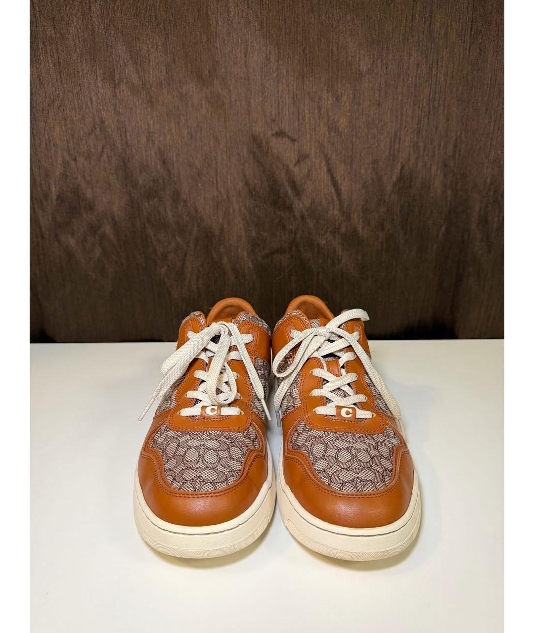 COACH Коричневые кожаные низкие кроссовки / кеды, фото 2