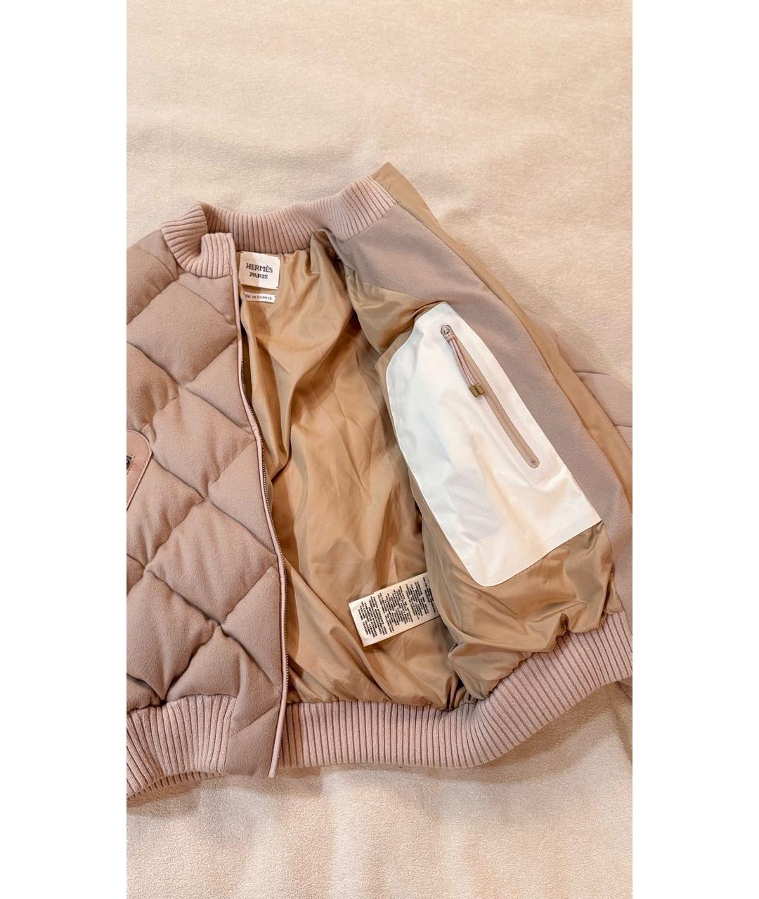 HERMES Бежевый кашемировый пуховик, фото 4