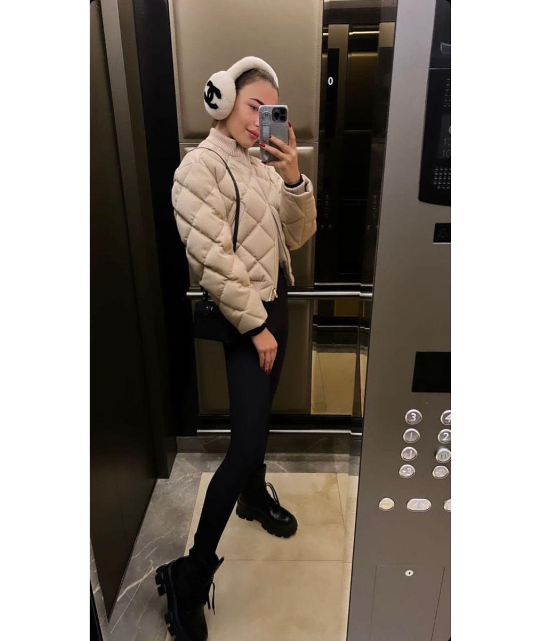 HERMES Бежевый кашемировый пуховик, фото 7