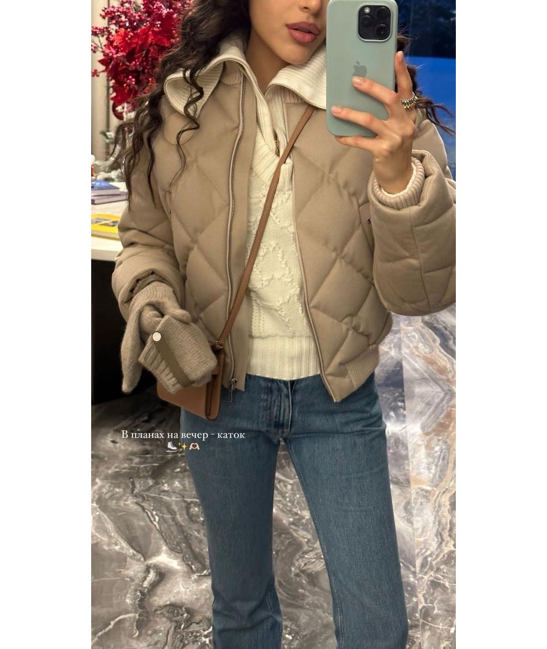 HERMES Бежевый кашемировый пуховик, фото 8