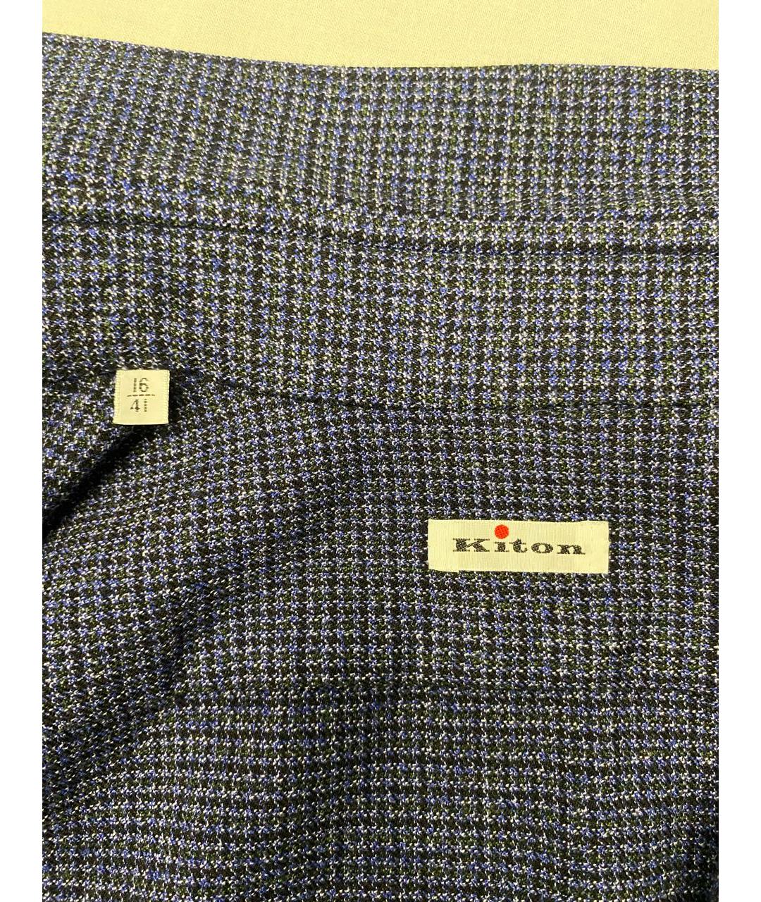 KITON Темно-синяя шерстяная кэжуал рубашка, фото 3