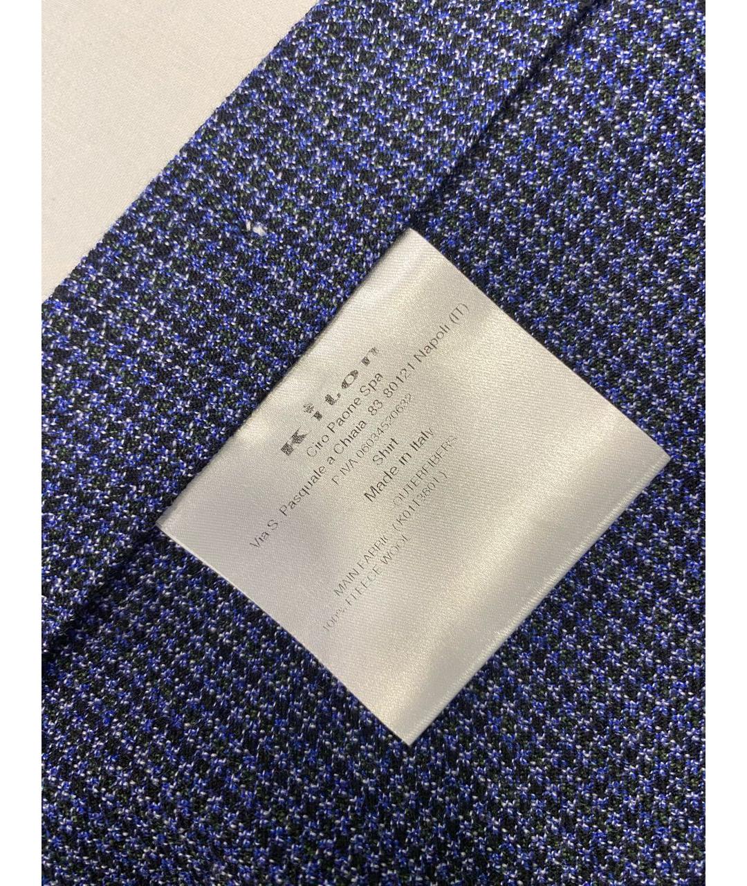 KITON Темно-синяя шерстяная кэжуал рубашка, фото 7