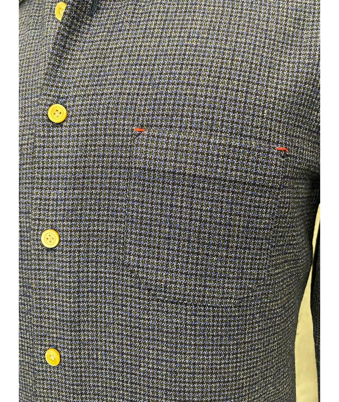 KITON Темно-синяя шерстяная кэжуал рубашка, фото 5