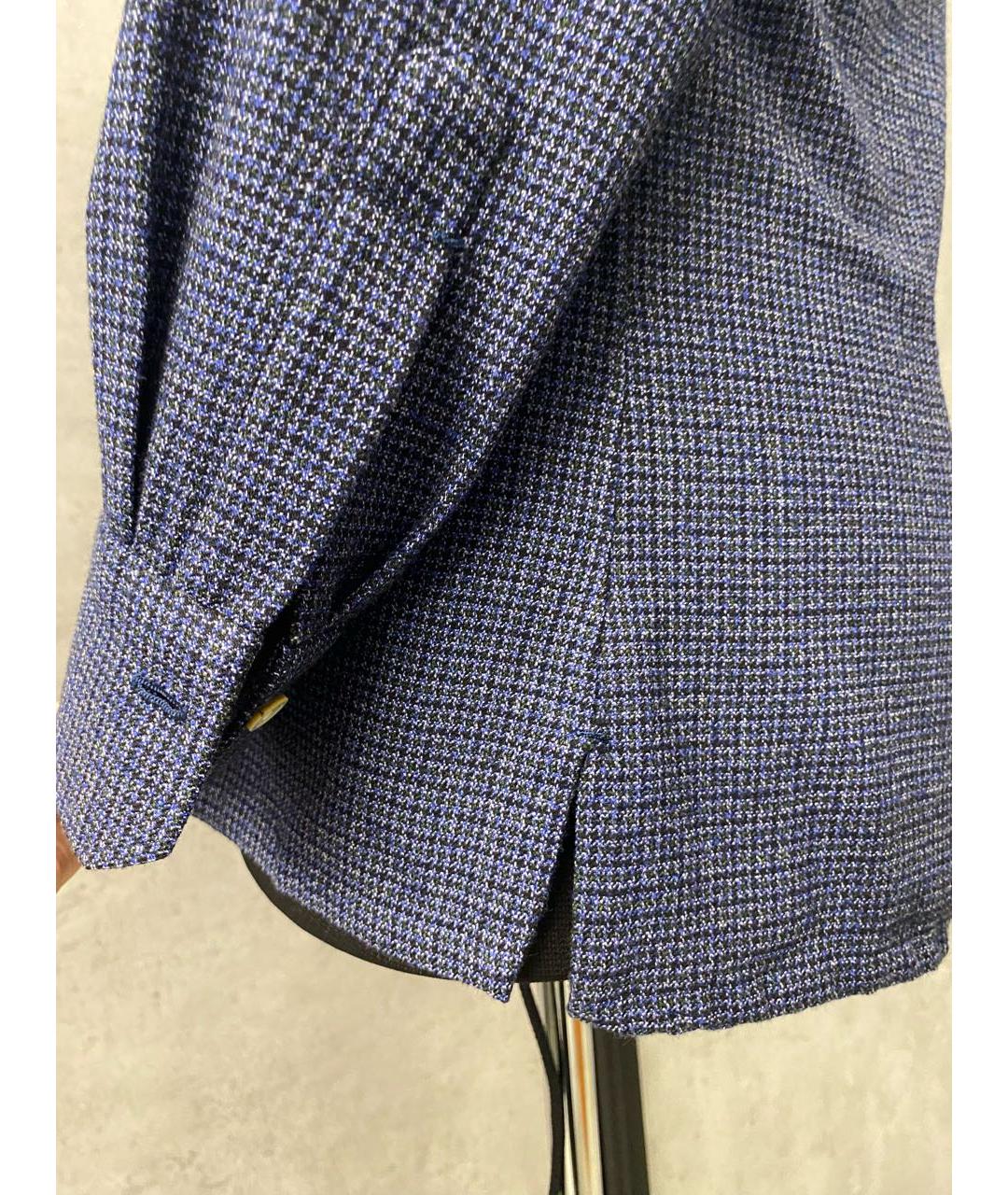 KITON Темно-синяя шерстяная кэжуал рубашка, фото 4