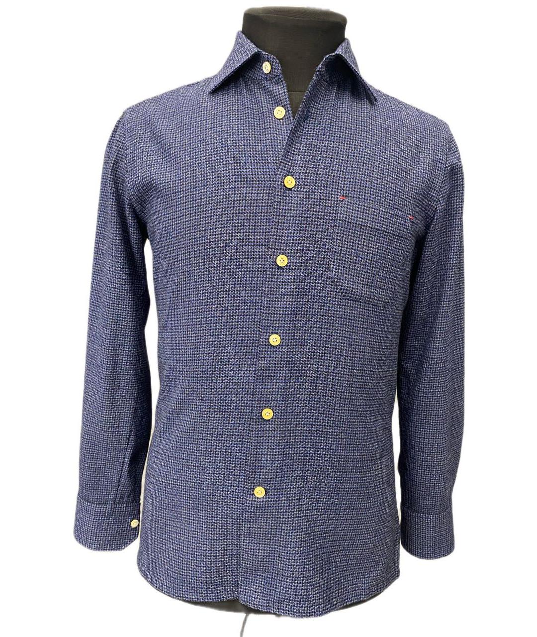 KITON Темно-синяя шерстяная кэжуал рубашка, фото 8