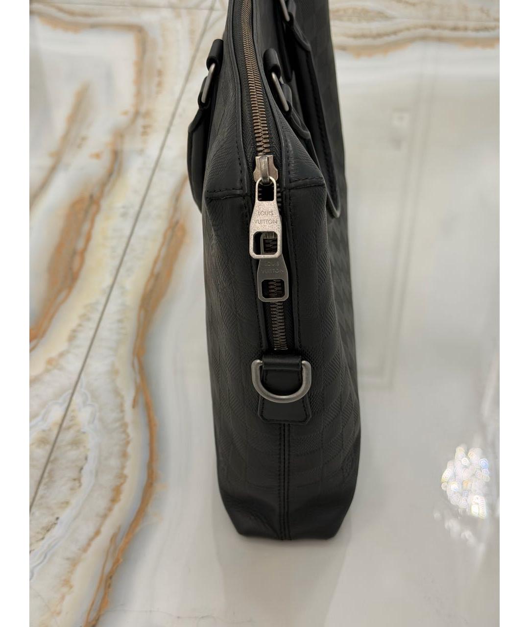 LOUIS VUITTON Черный кожаный портфель, фото 3