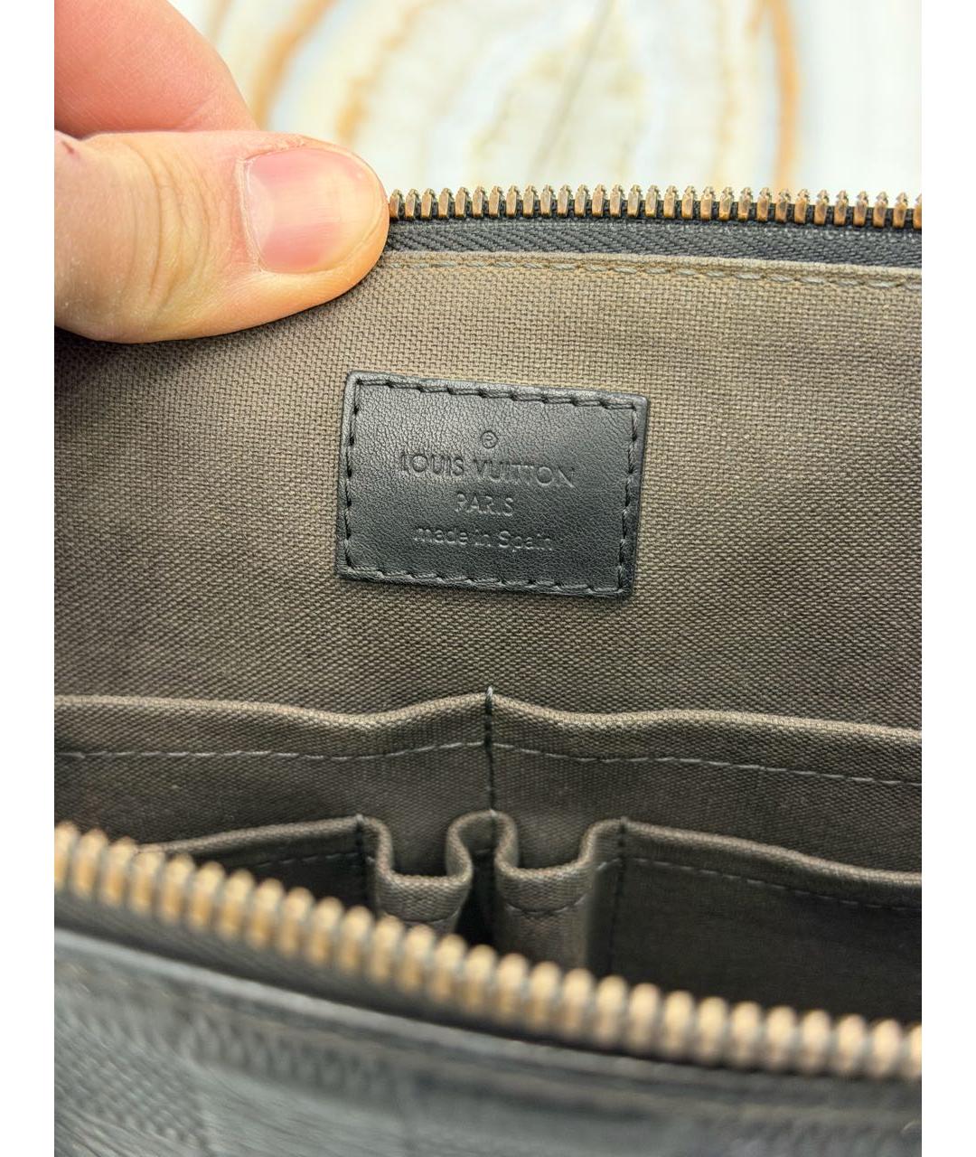 LOUIS VUITTON Черный кожаный портфель, фото 5