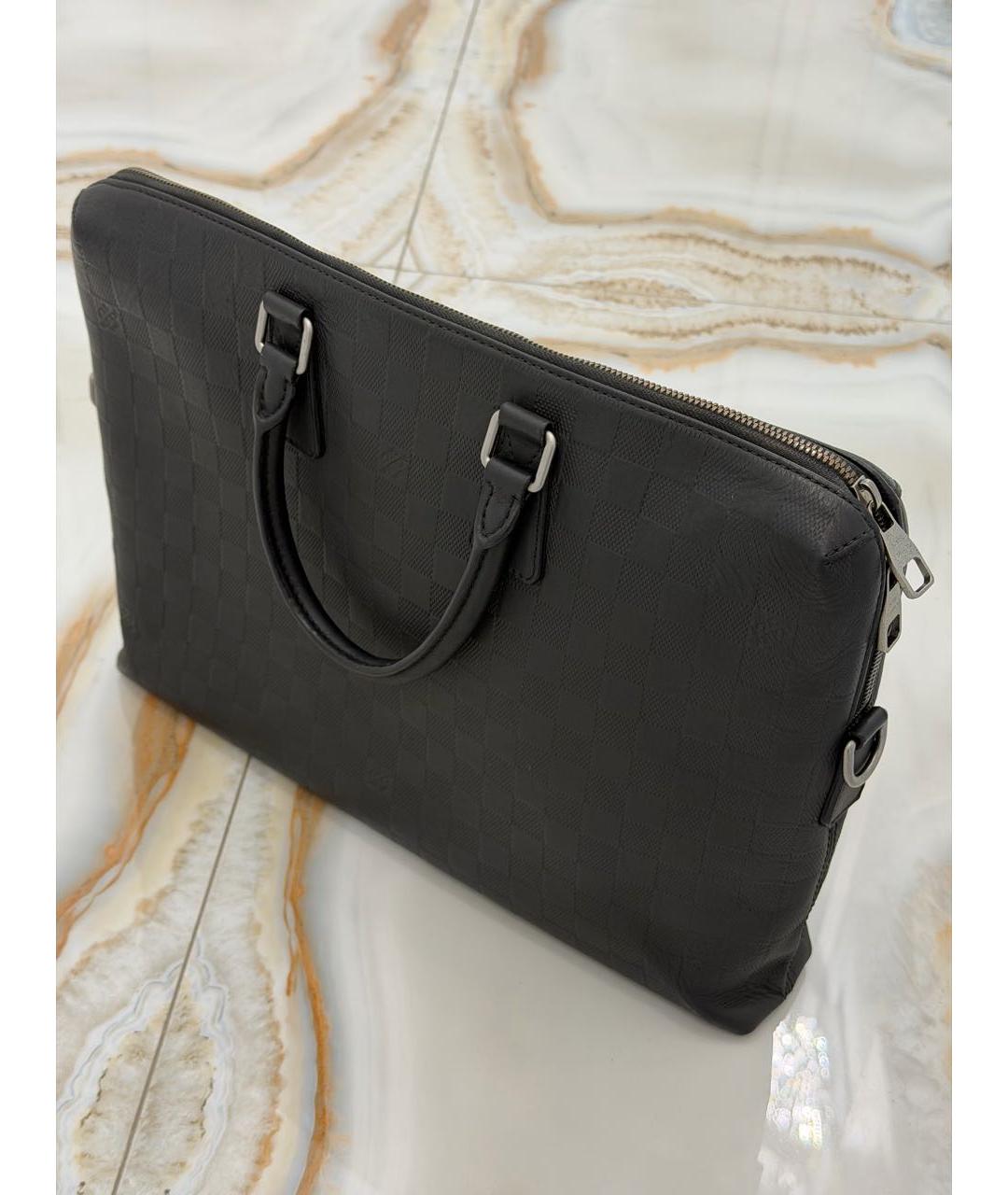 LOUIS VUITTON Черный кожаный портфель, фото 2