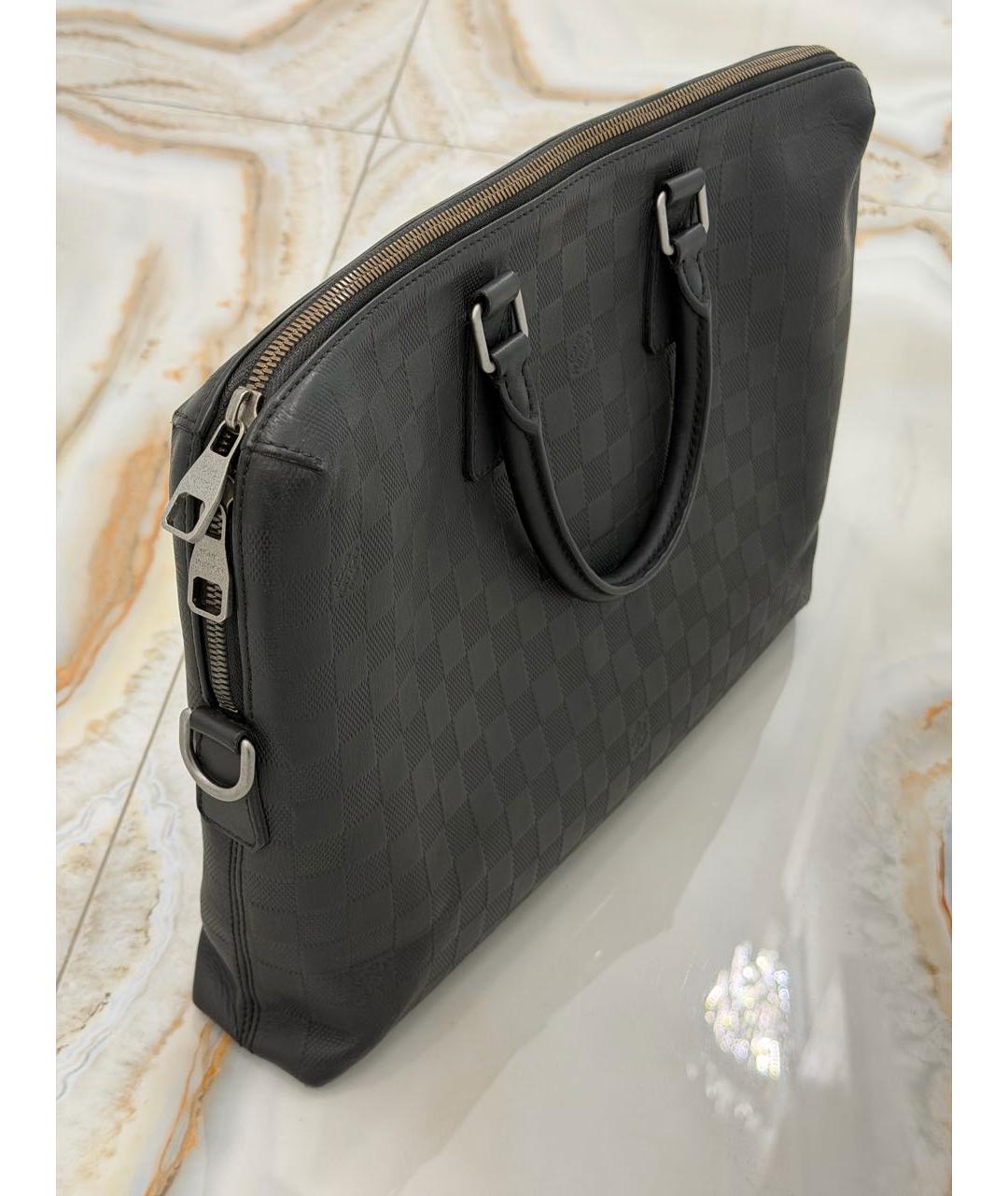 LOUIS VUITTON Черный кожаный портфель, фото 4