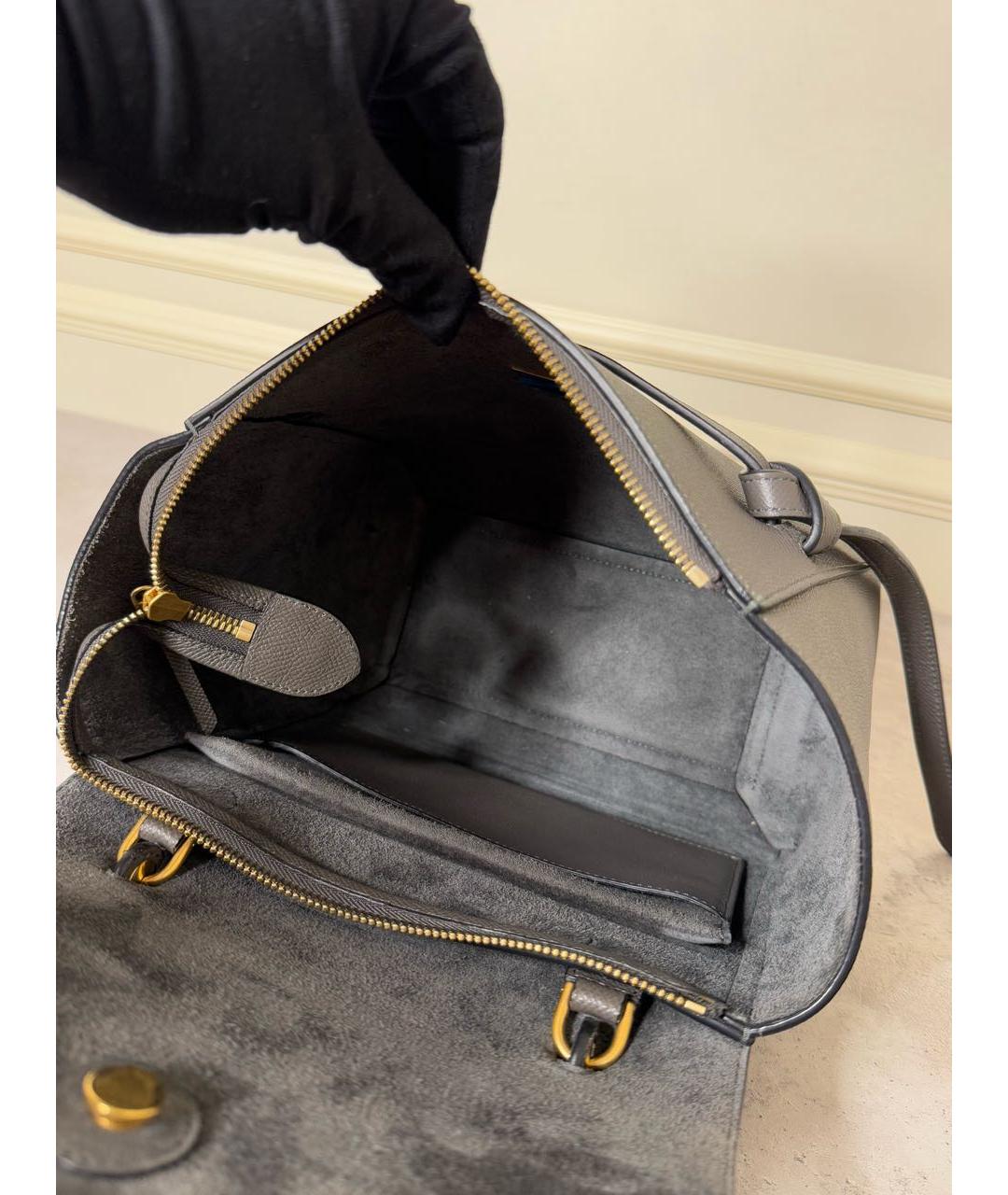 CELINE Антрацитовая кожаная сумка тоут, фото 8