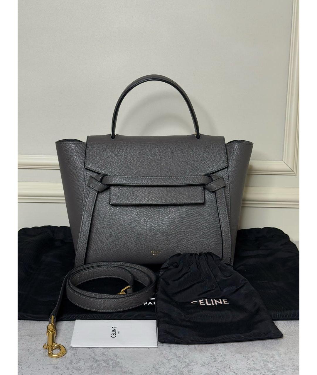 CELINE Антрацитовая кожаная сумка тоут, фото 2