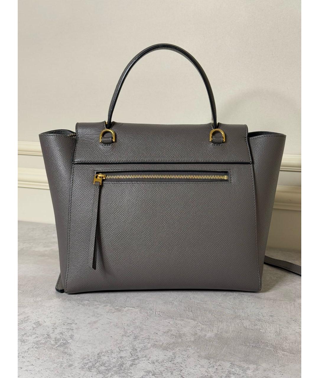 CELINE Антрацитовая кожаная сумка тоут, фото 3