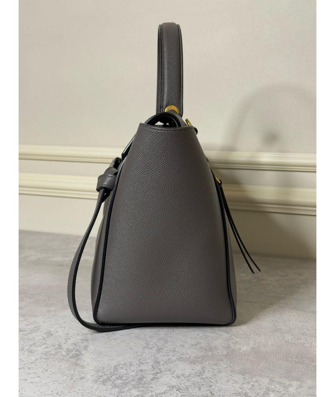CELINE Антрацитовая кожаная сумка тоут, фото 5
