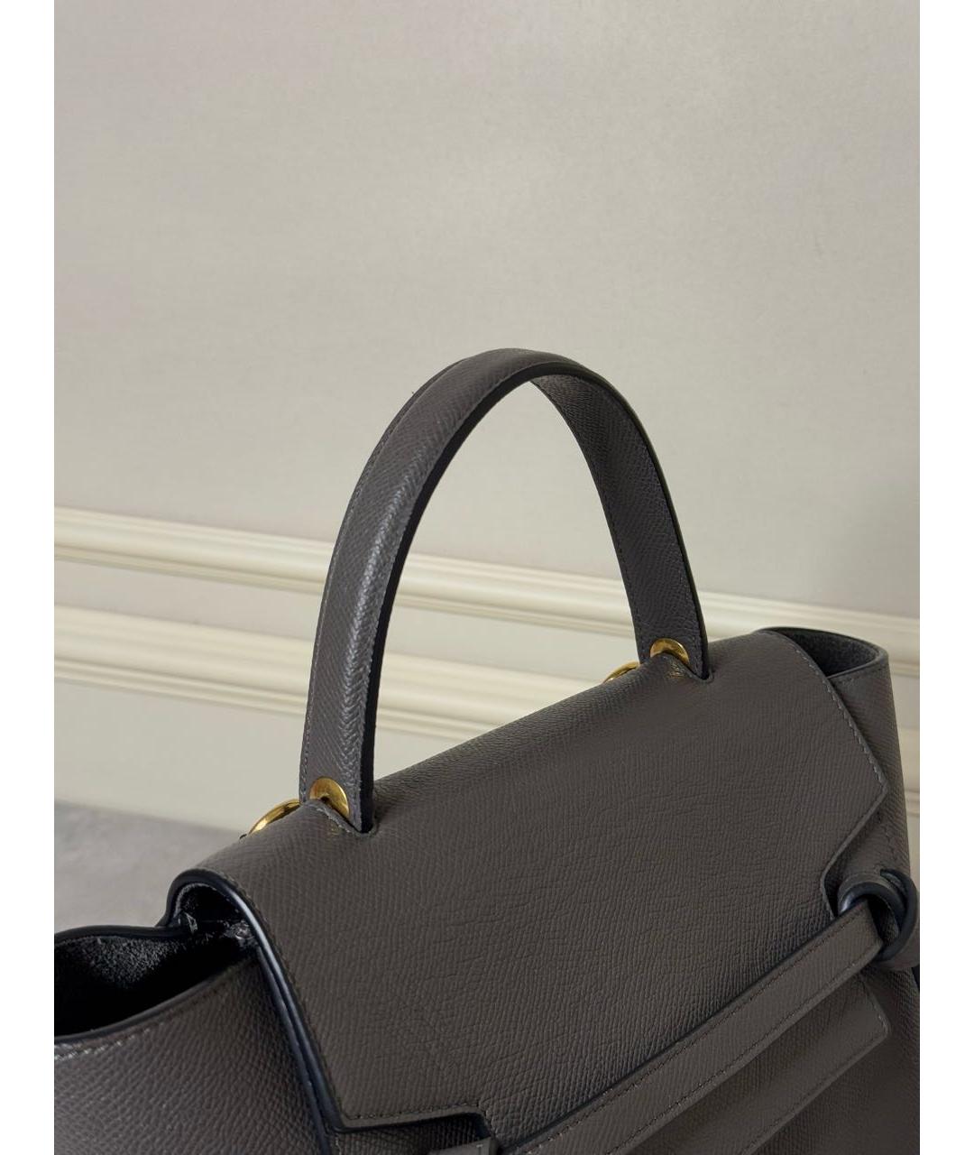 CELINE Антрацитовая кожаная сумка тоут, фото 7
