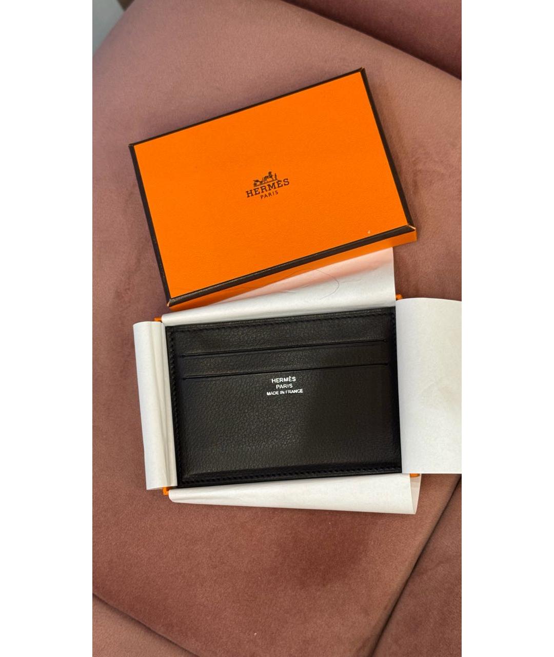 HERMES Черный кожаный кардхолдер, фото 6