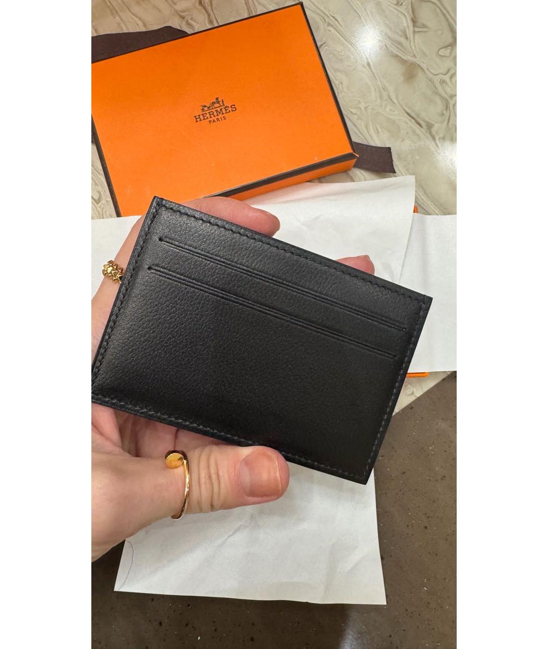 HERMES Черный кожаный кардхолдер, фото 3
