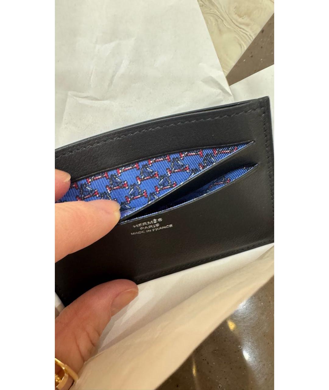 HERMES Черный кожаный кардхолдер, фото 2