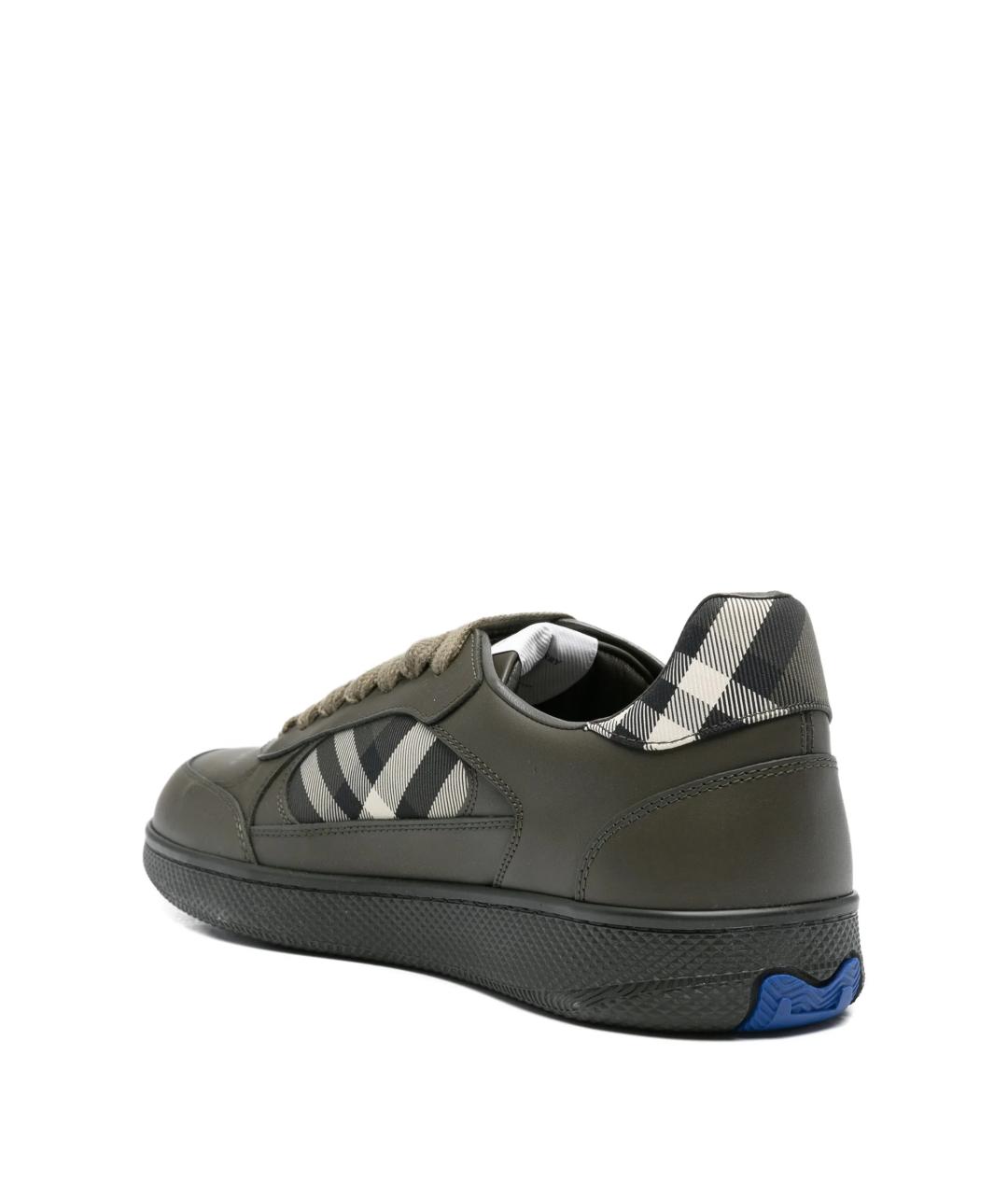 BURBERRY Зеленые кожаные низкие кроссовки / кеды, фото 3