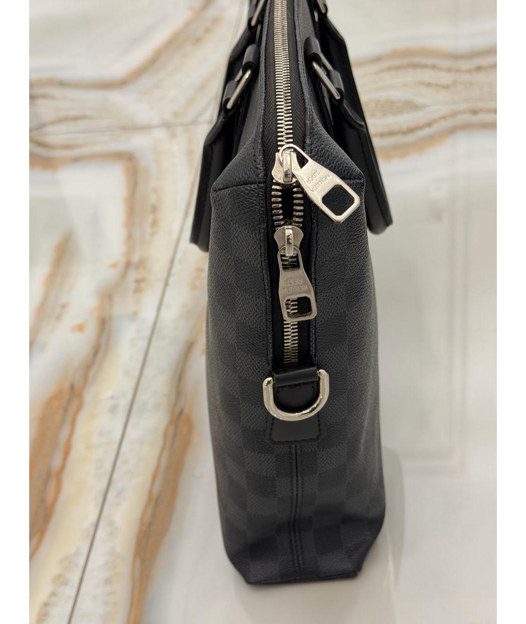 LOUIS VUITTON Черный кожаный портфель, фото 4