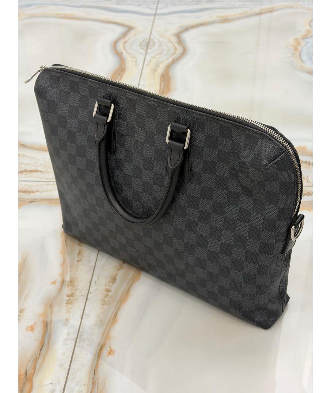 LOUIS VUITTON Черный кожаный портфель, фото 2