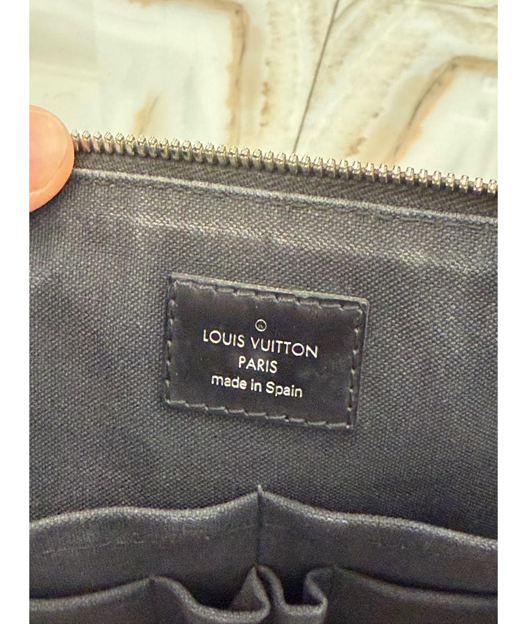 LOUIS VUITTON Черный кожаный портфель, фото 6