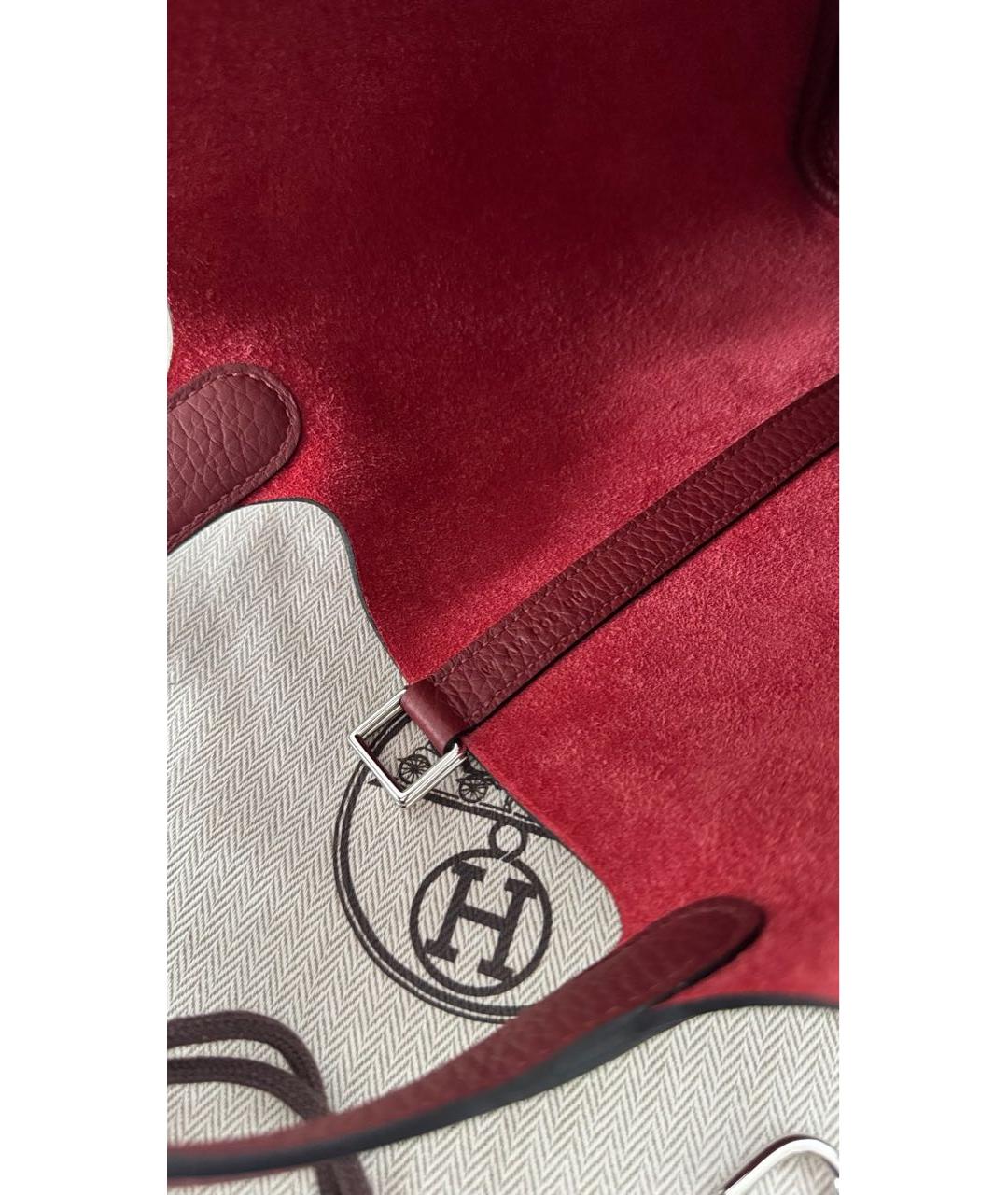 HERMES Бордовая кожаная сумка с короткими ручками, фото 2