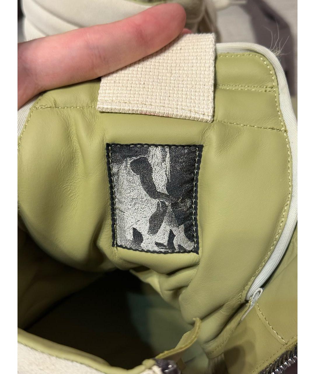 RICK OWENS Зеленые кожаные высокие кроссовки / кеды, фото 6