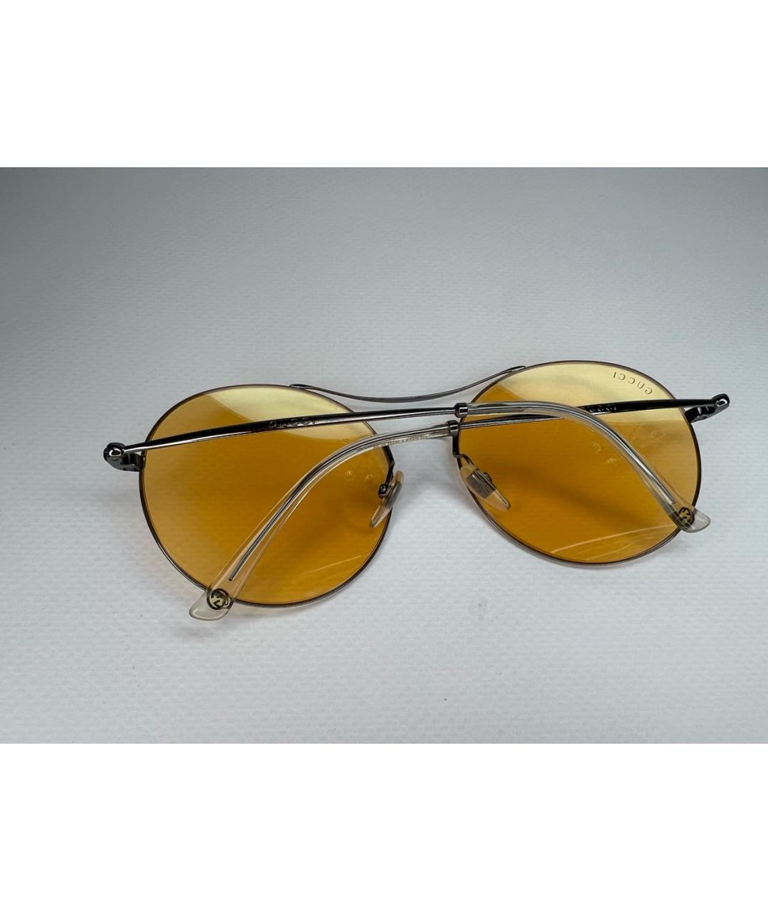 GUCCI Желтые металлические солнцезащитные очки, фото 3