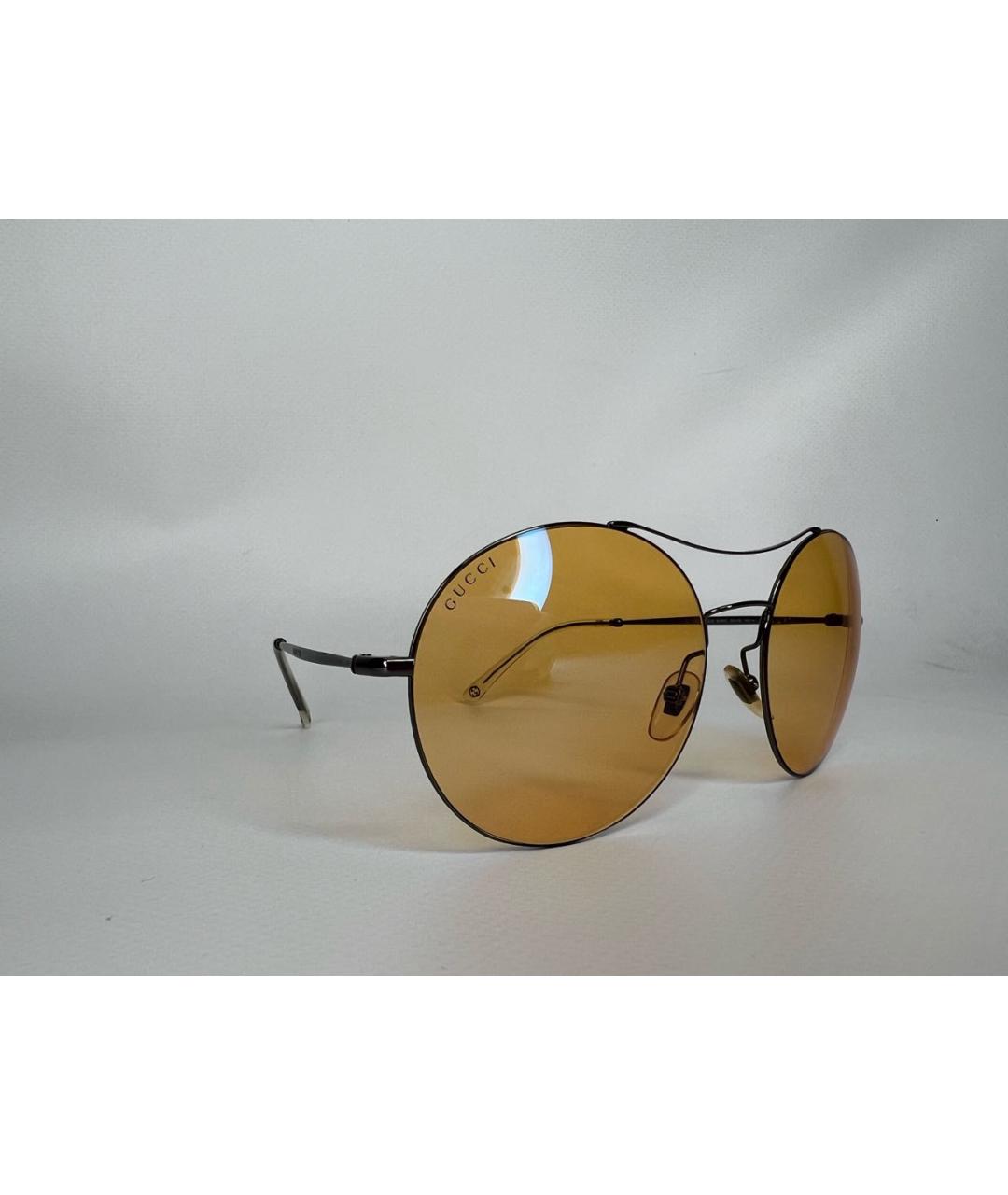 GUCCI Желтые металлические солнцезащитные очки, фото 2