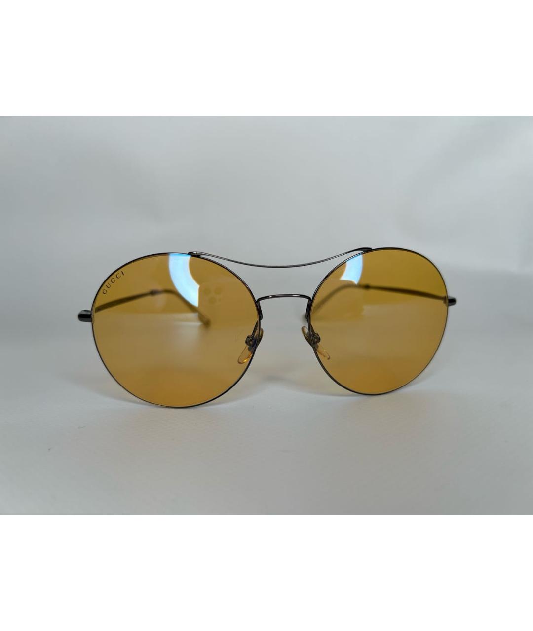 GUCCI Желтые металлические солнцезащитные очки, фото 6