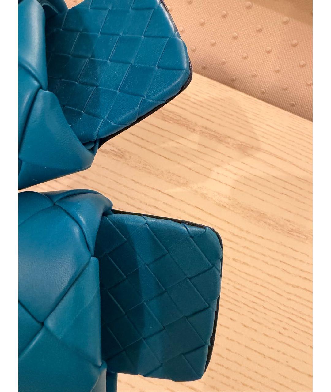 BOTTEGA VENETA Синие кожаные шлепанцы, фото 3