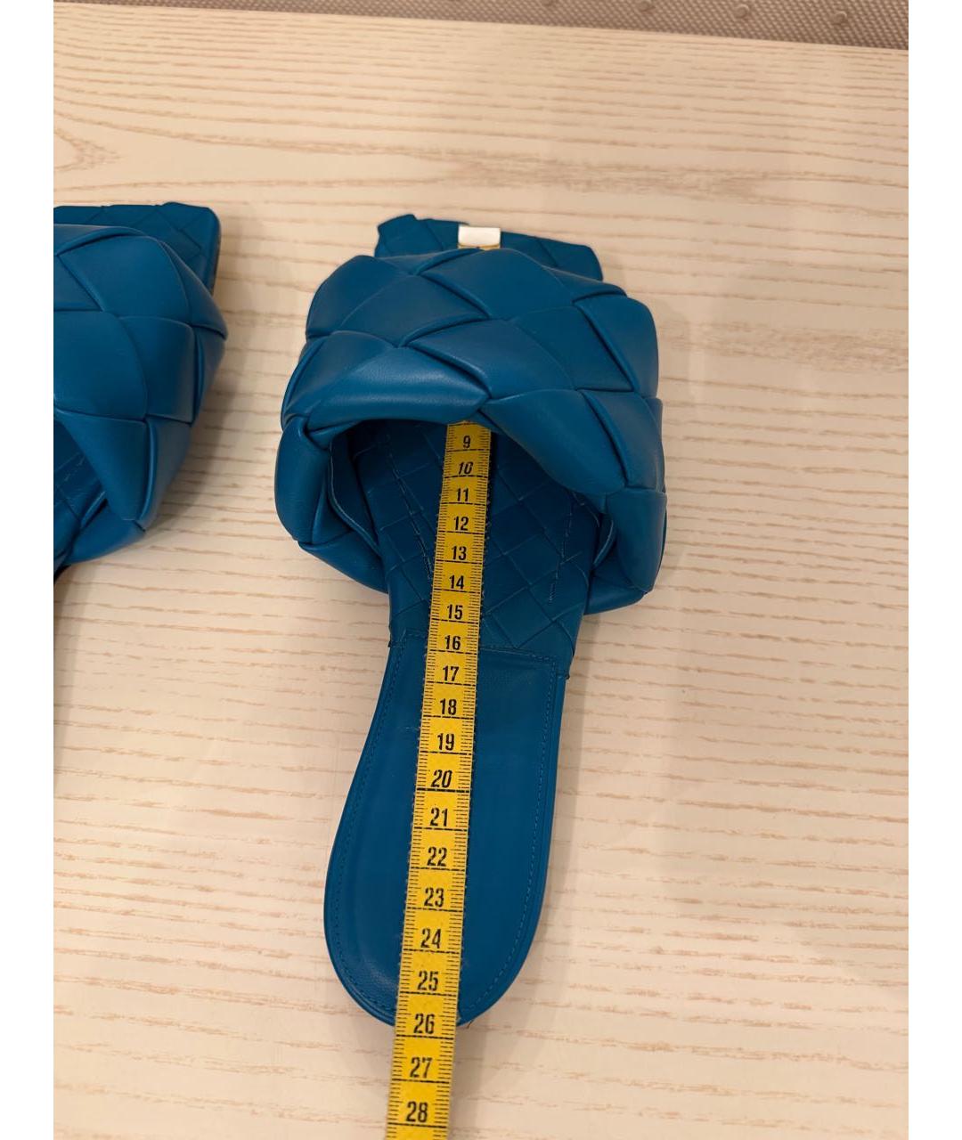 BOTTEGA VENETA Синие кожаные шлепанцы, фото 6