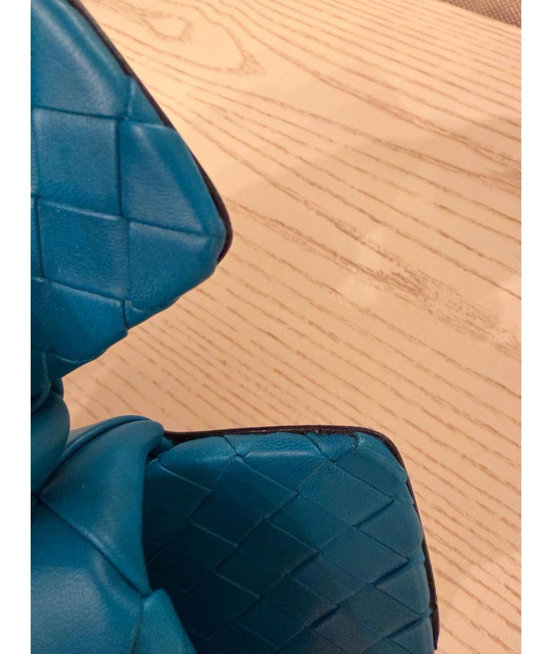 BOTTEGA VENETA Синие кожаные шлепанцы, фото 7