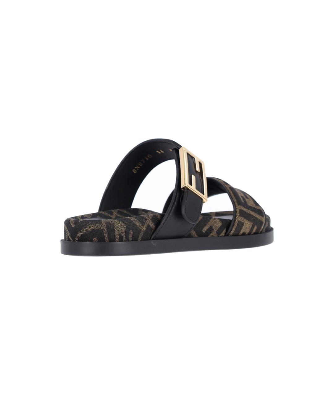 FENDI Коричневые текстильные сандалии, фото 4