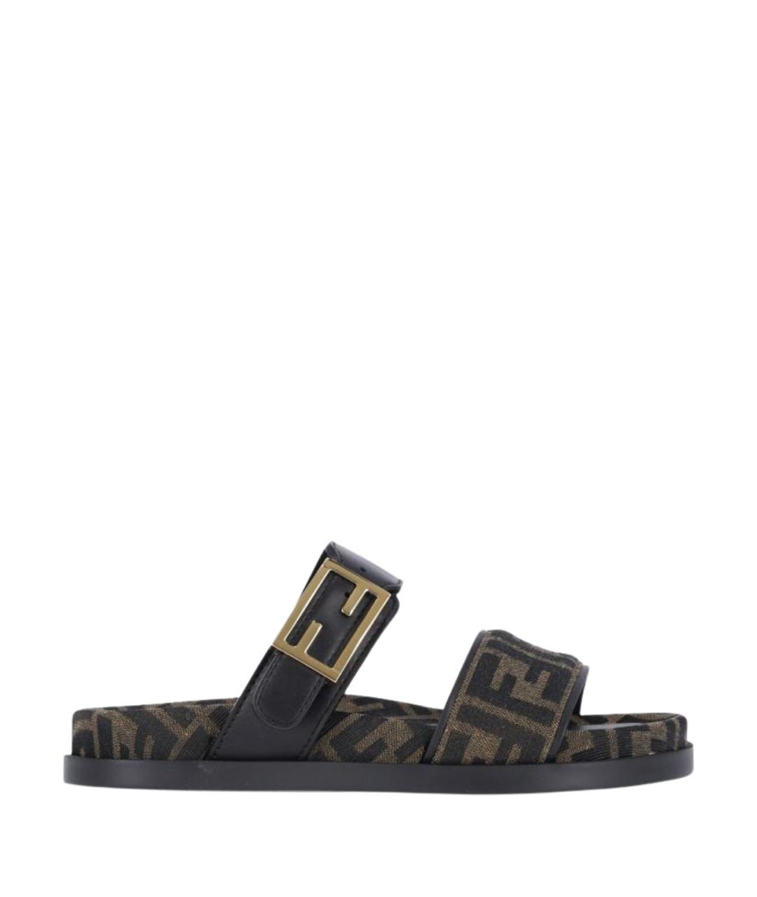 FENDI Коричневые текстильные сандалии, фото 1