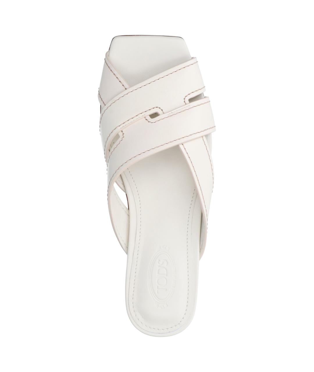 TOD'S Белые кожаные шлепанцы, фото 5