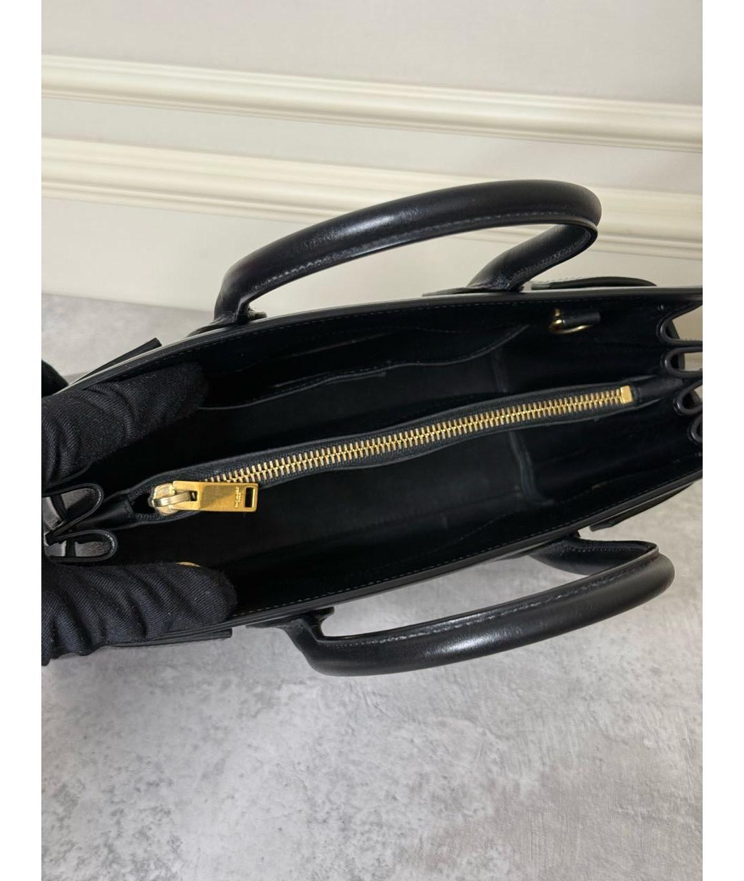 SAINT LAURENT Черная кожаная сумка с короткими ручками, фото 5