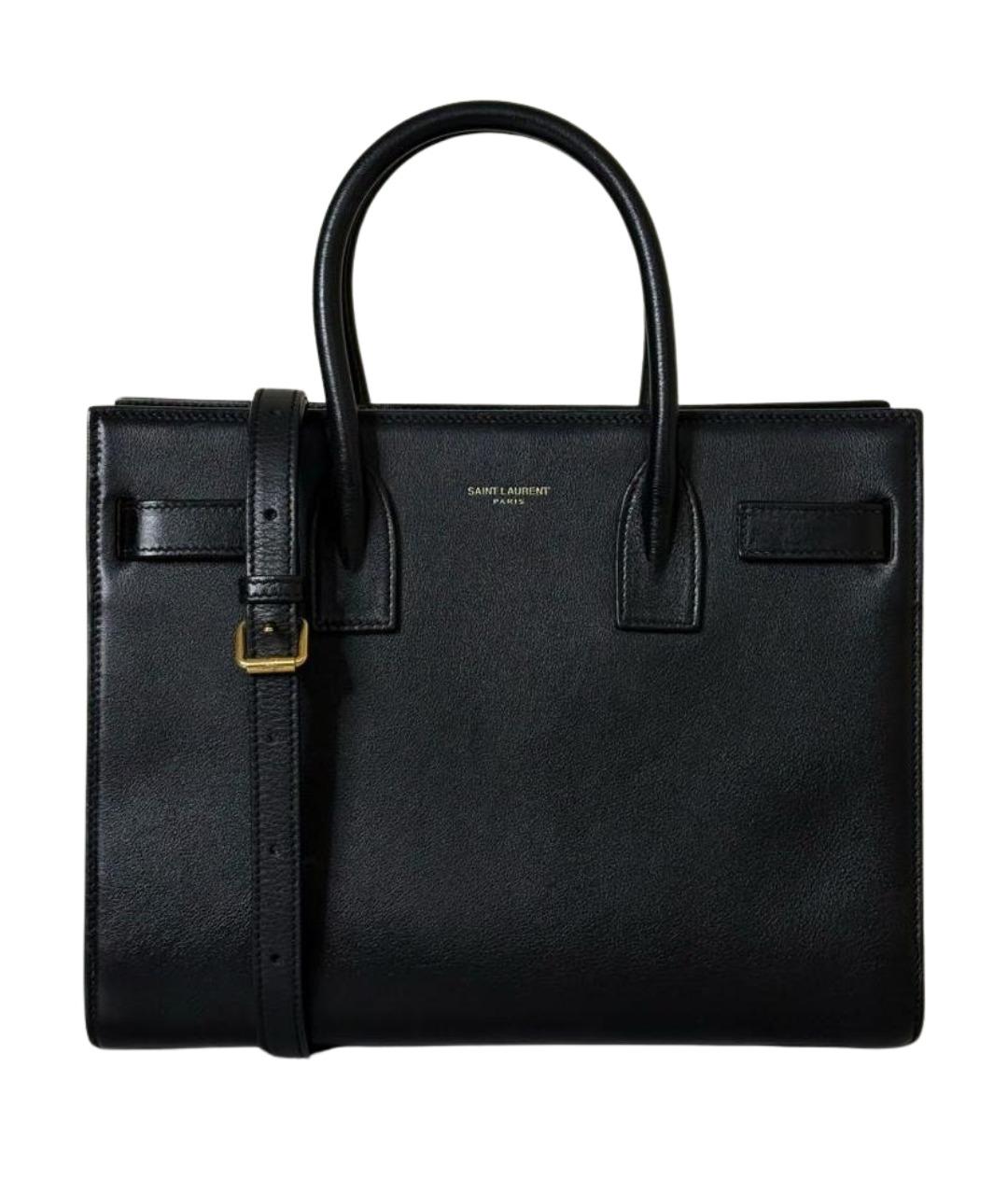 SAINT LAURENT Черная кожаная сумка с короткими ручками, фото 1