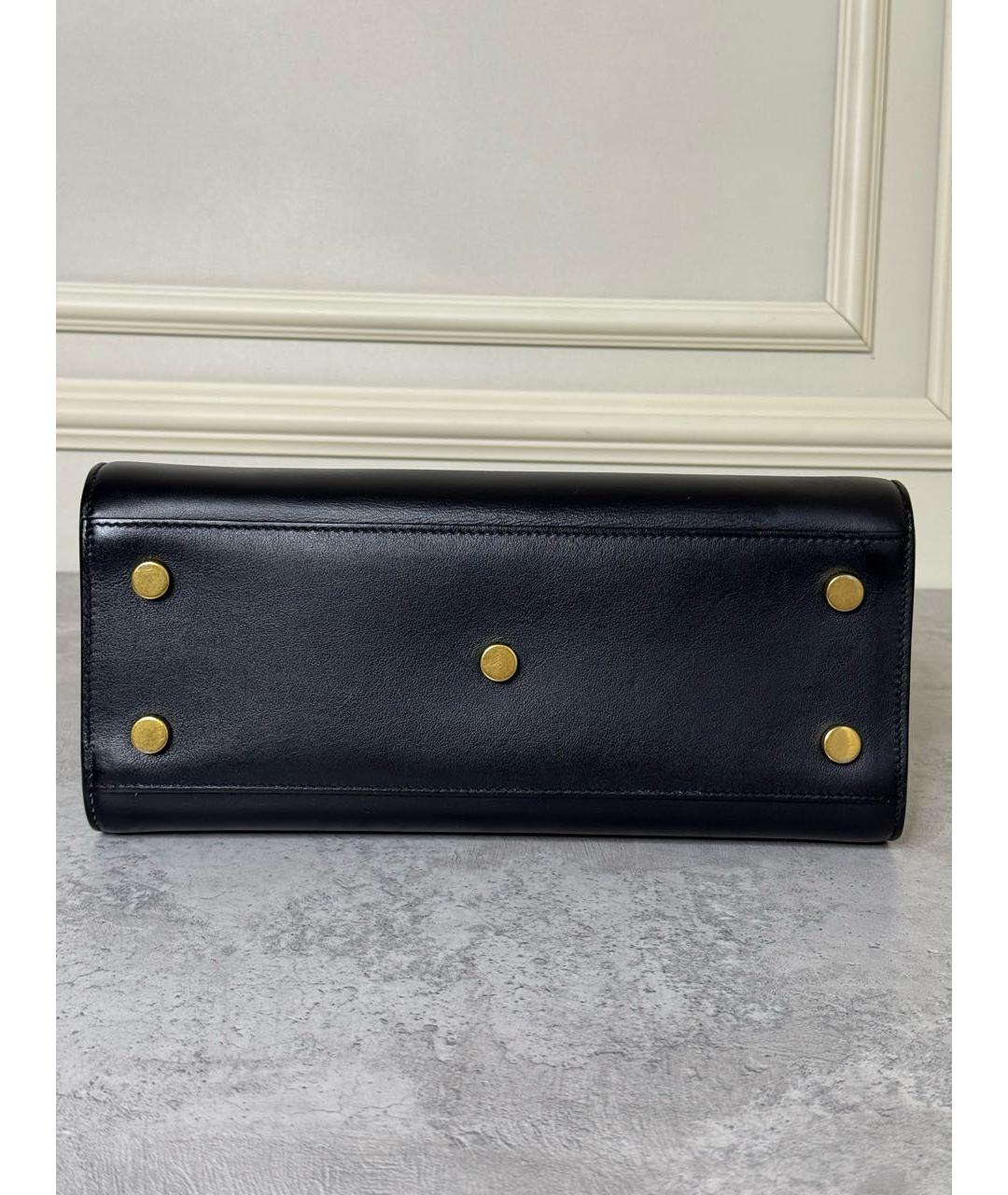 SAINT LAURENT Черная кожаная сумка с короткими ручками, фото 4