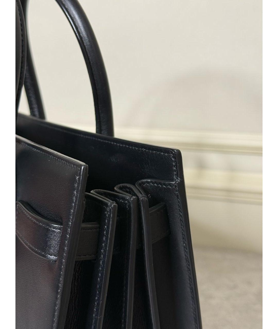 SAINT LAURENT Черная кожаная сумка с короткими ручками, фото 8
